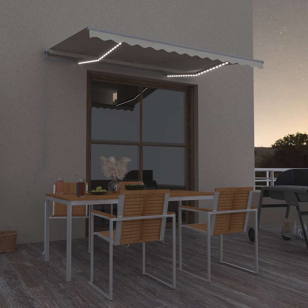 vidaXL Manual Retractable Awning with LED 300x250 cm Cream