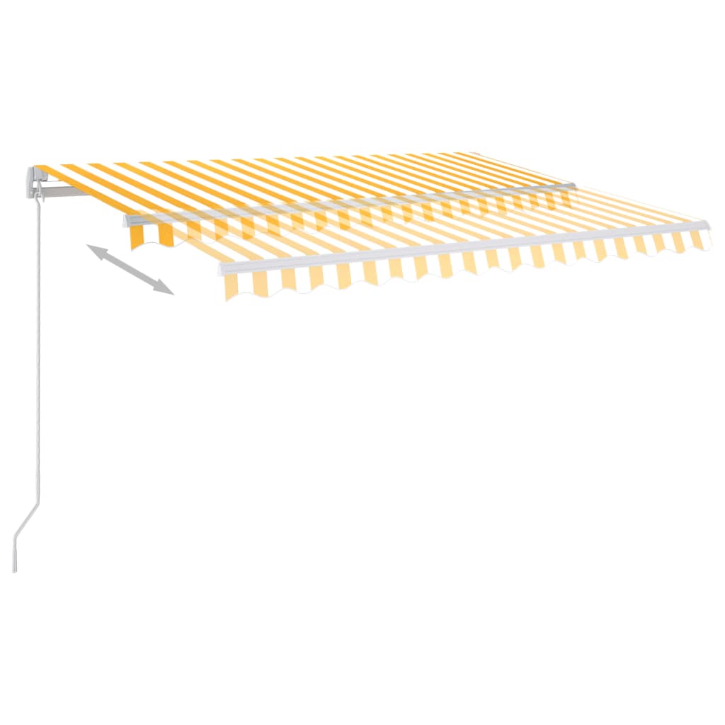 vidaXL Manual Retractable Awning with LED 300x250 cm Yellow and White