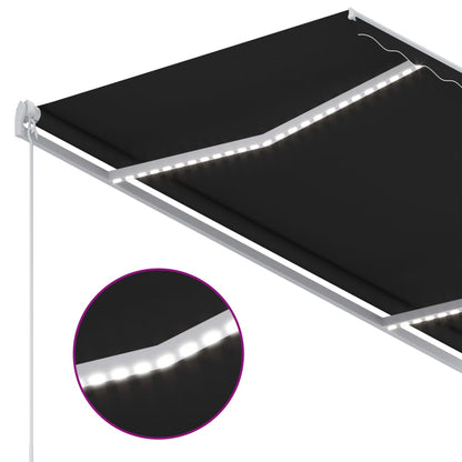 vidaXL Manual Retractable Awning with LED 300x250 cm Anthracite