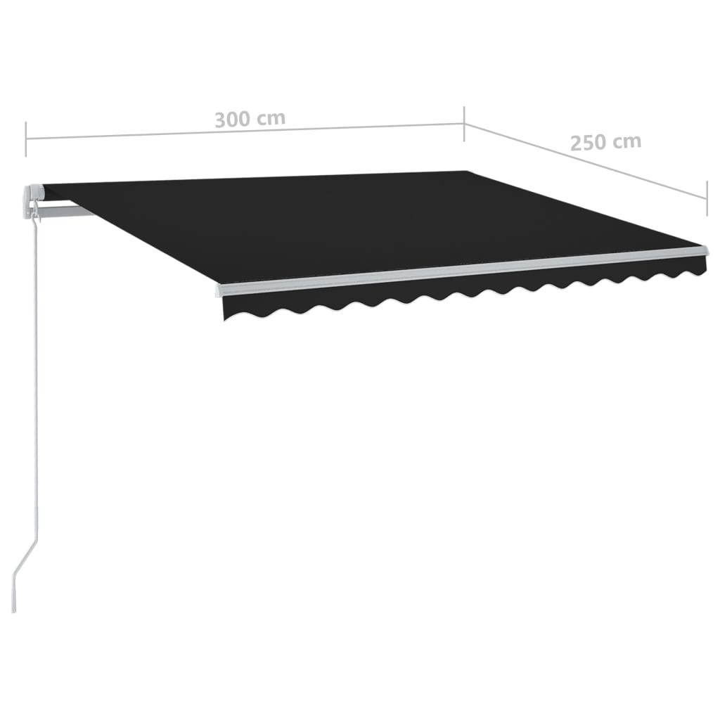 vidaXL Manual Retractable Awning with LED 300x250 cm Anthracite