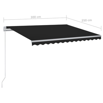 vidaXL Manual Retractable Awning with LED 300x250 cm Anthracite