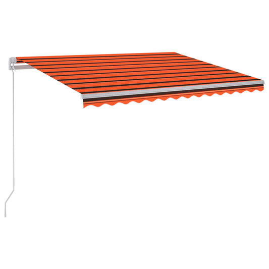 vidaXL Manual Retractable Awning with LED 300x250 cm Orange and Brown
