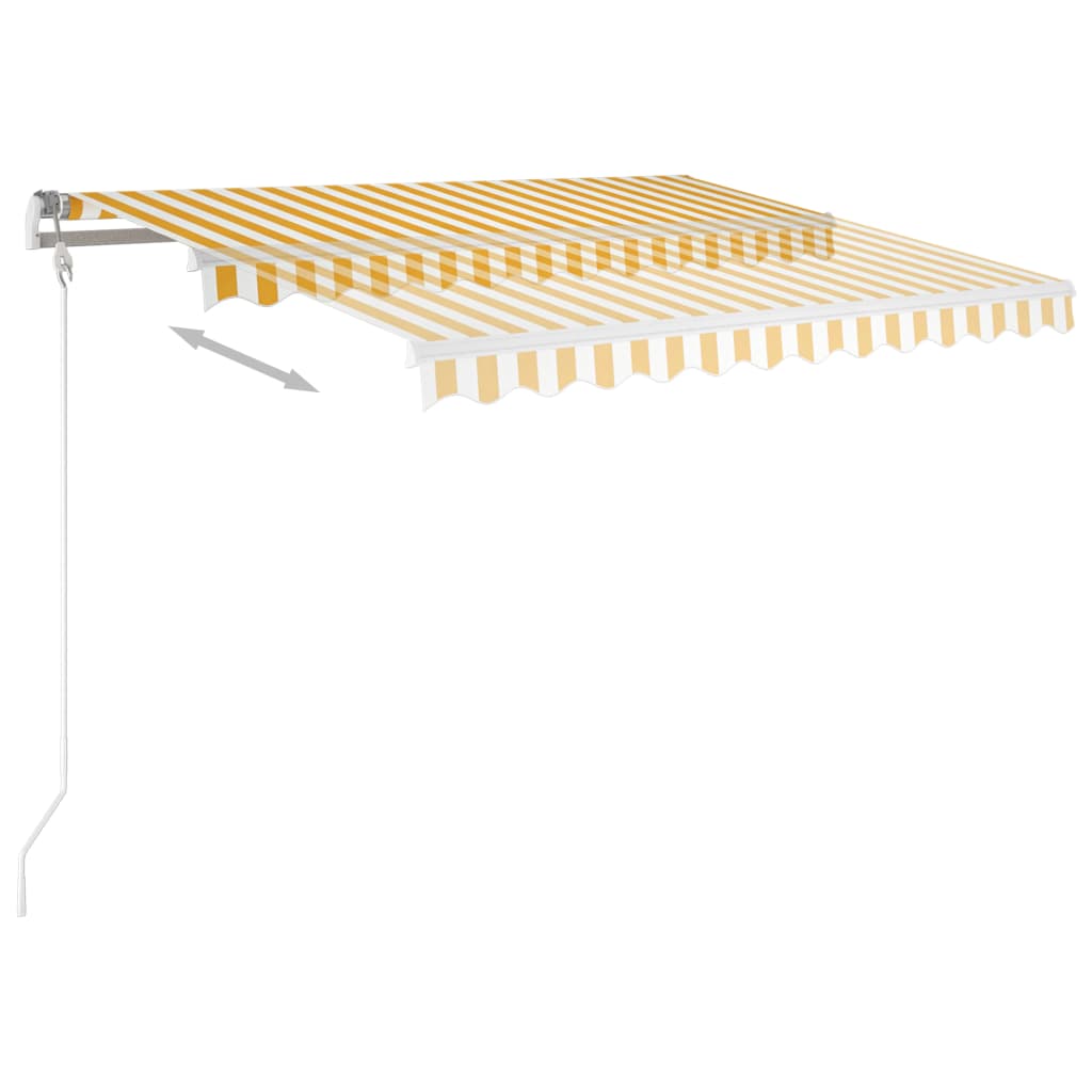 vidaXL Manual Retractable Awning 350x250 cm Yellow and White