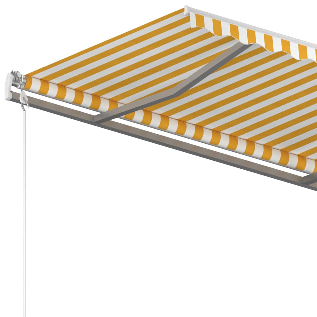 vidaXL Manual Retractable Awning 350x250 cm Yellow and White