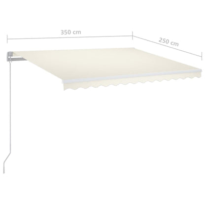vidaXL Manual Retractable Awning with LED 350x250 cm Cream
