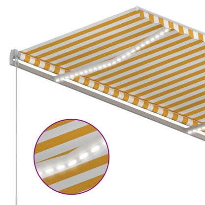 vidaXL Manual Retractable Awning with LED 350x250 cm Yellow and White