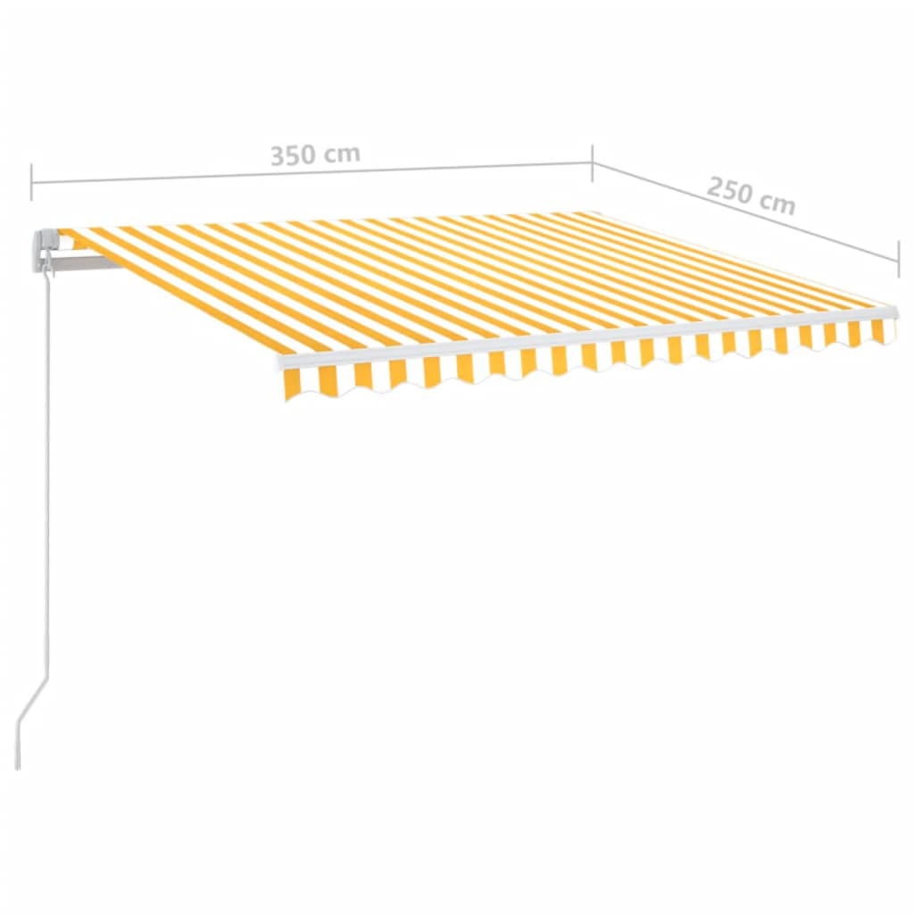 vidaXL Manual Retractable Awning with LED 350x250 cm Yellow and White