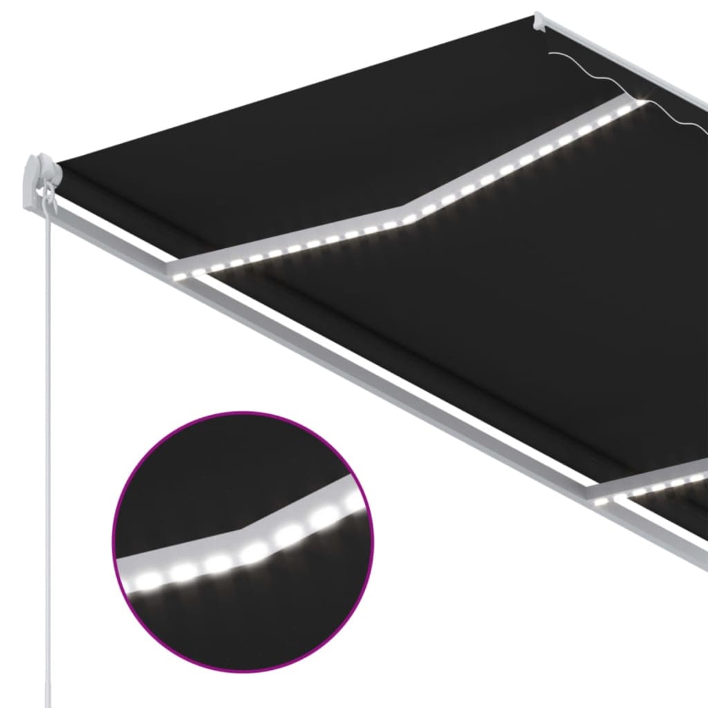 vidaXL Manual Retractable Awning with LED 350x250 cm Anthracite