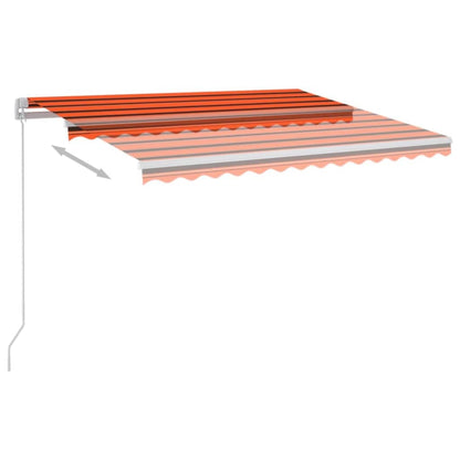 vidaXL Manual Retractable Awning with LED 350x250 cm Orange and Brown