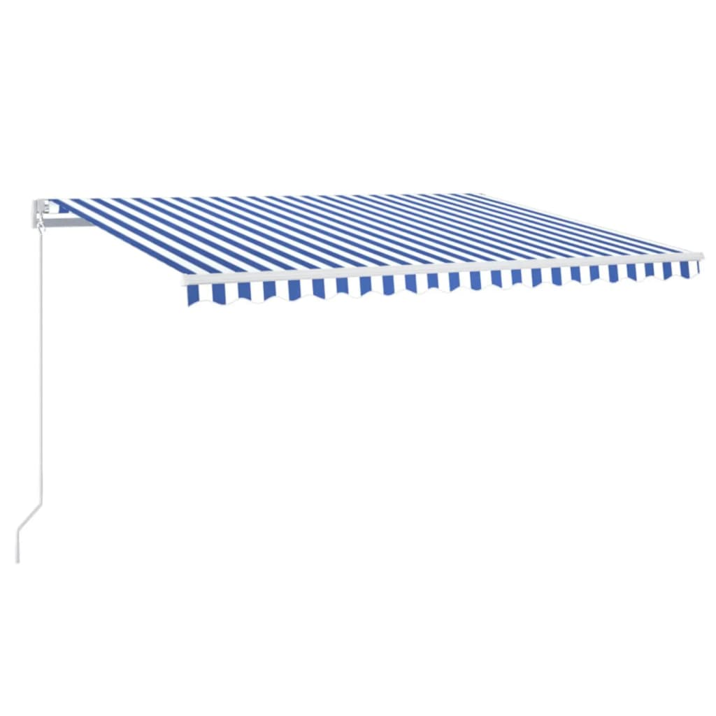 vidaXL Retractable Awning | Blue and white | Powder-coated aluminium | Large