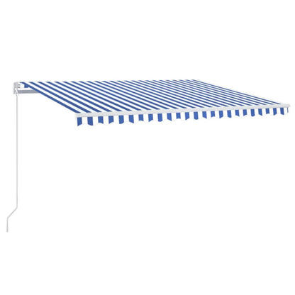 vidaXL Retractable Awning | Blue and white | Powder-coated aluminium | Large