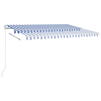 vidaXL Retractable Awning | Blue and white | Powder-coated aluminium | Large