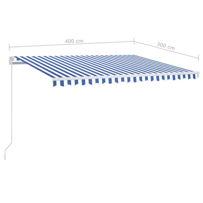 vidaXL Retractable Awning | Blue and white | Powder-coated aluminium | Large
