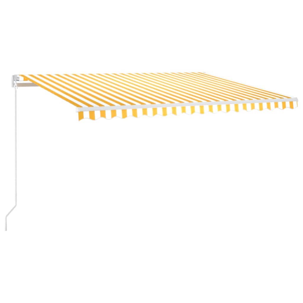 vidaXL Manual Retractable Awning 450x300 cm Yellow and White