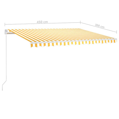 vidaXL Manual Retractable Awning 450x300 cm Yellow and White