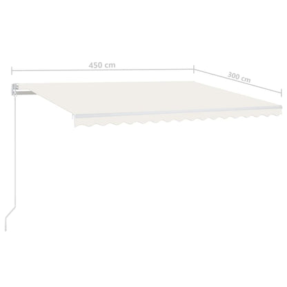 vidaXL Manual Retractable Awning with LED 450x300 cm Cream