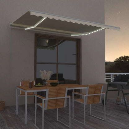 vidaXL Manual Retractable Awning with LED 450x300 cm Cream