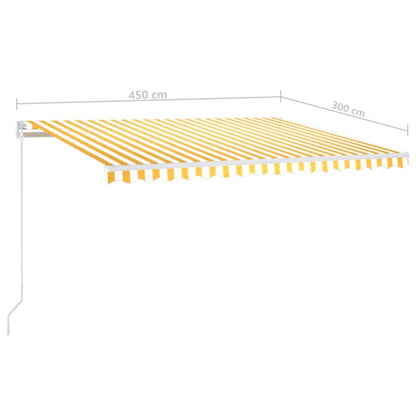 vidaXL Manual Retractable Awning with LED 450x300 cm Yellow and White