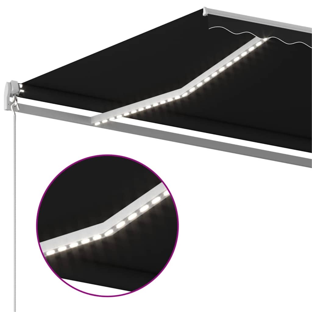 vidaXL Manual Retractable Awning with LED 450x300 cm Anthracite