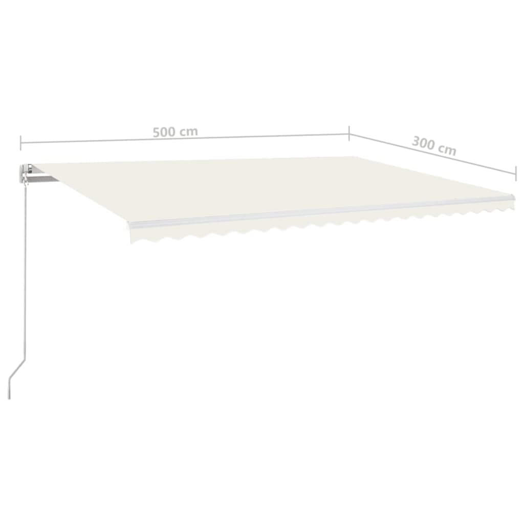 3068937 vidaXL Manual Retractable Awning 500x300 cm Cream (313193+313169)