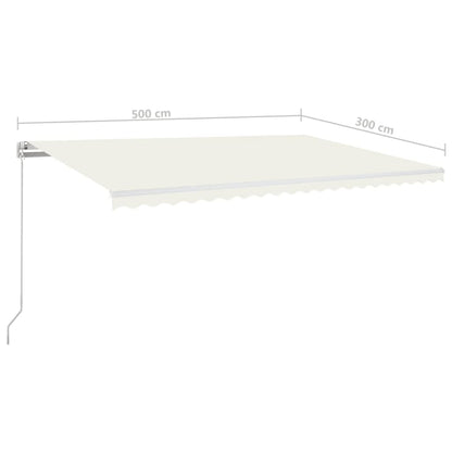 3068937 vidaXL Manual Retractable Awning 500x300 cm Cream (313193+313169)