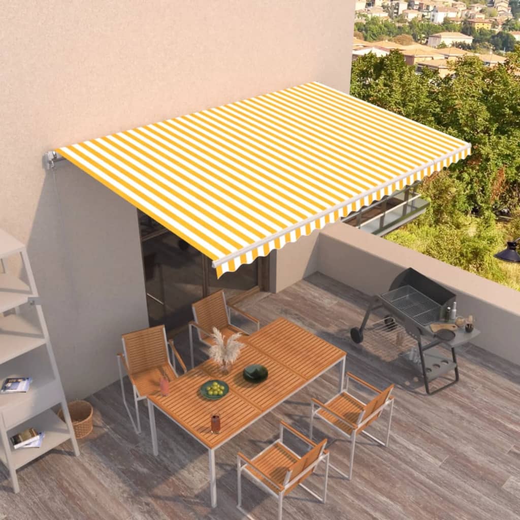 3068938 vidaXL Manual Retractable Awning 500x300 cm Yellow and White (313193+313176)
