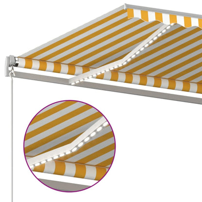 vidaXL Manual Retractable Awning with LED 500x300 cm Yellow and White