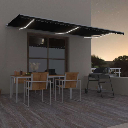 vidaXL Retractable Awning | Anthracite | Powder-coated aluminium | 600 x 300 cm