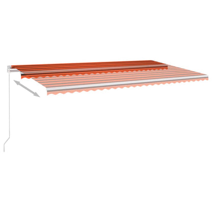 vidaXL Manual Retractable Awning with LED 600x300 cm Orange and Brown