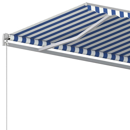 vidaXL Manual Retractable Awning 400x350 cm Blue and White