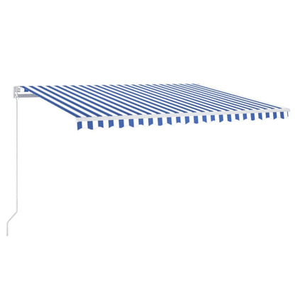 vidaXL Manual Retractable Awning with LED 400x350 cm Blue and White