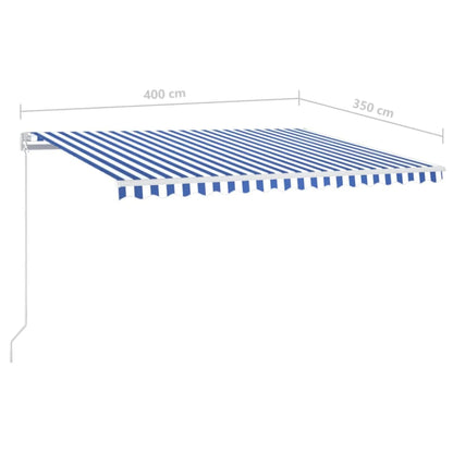 vidaXL Manual Retractable Awning with LED 400x350 cm Blue and White