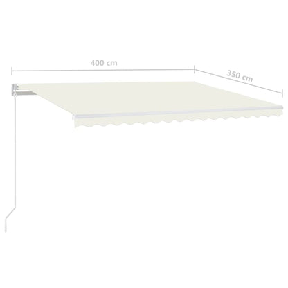 vidaXL Manual Retractable Awning with LED 400x350 cm Cream