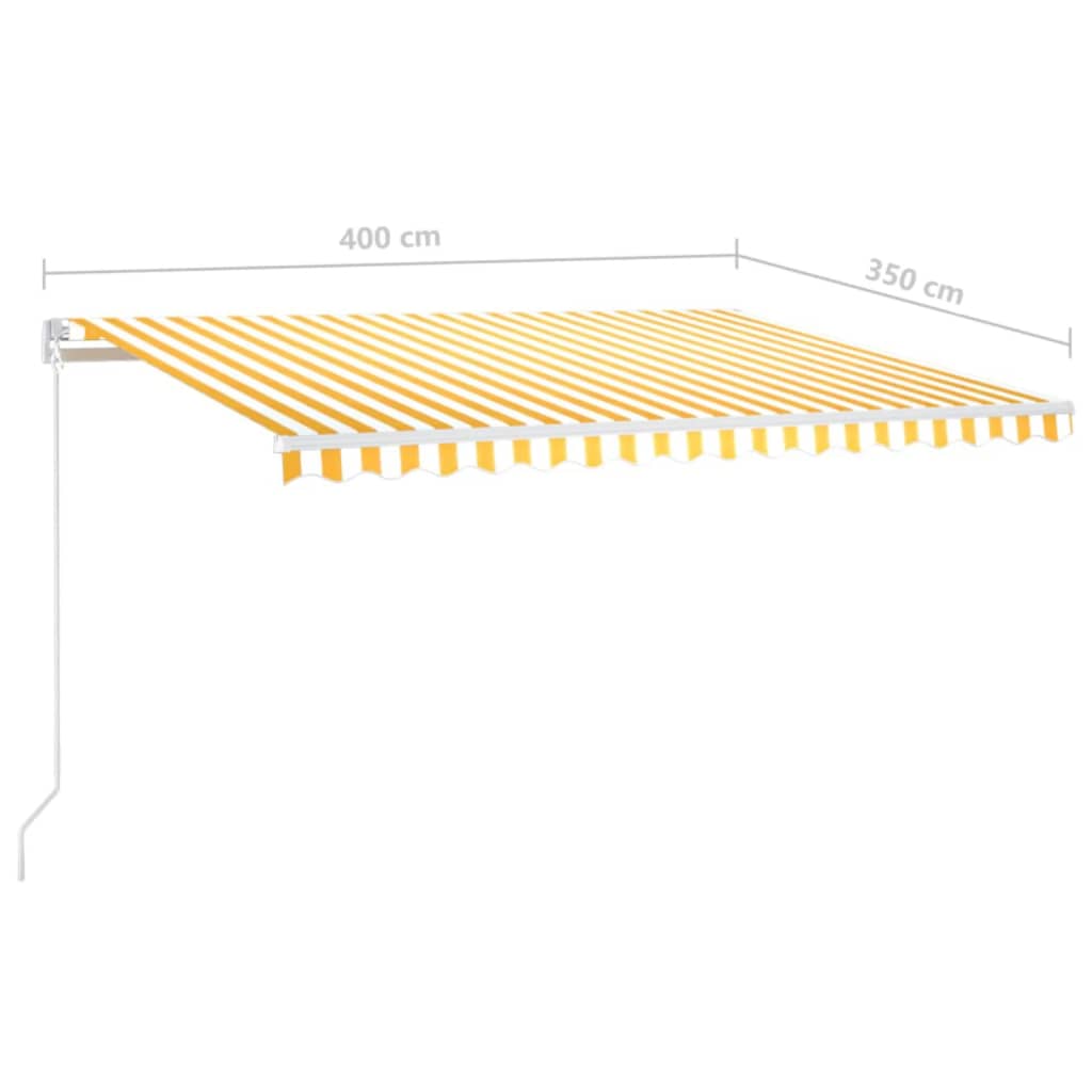 vidaXL Manual Retractable Awning with LED 400x350 cm Yellow and White