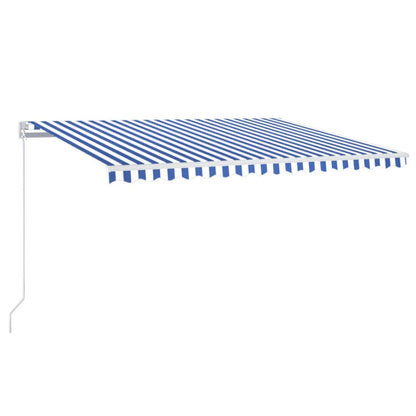 vidaXL Manual Retractable Awning 450x350 cm Blue and White