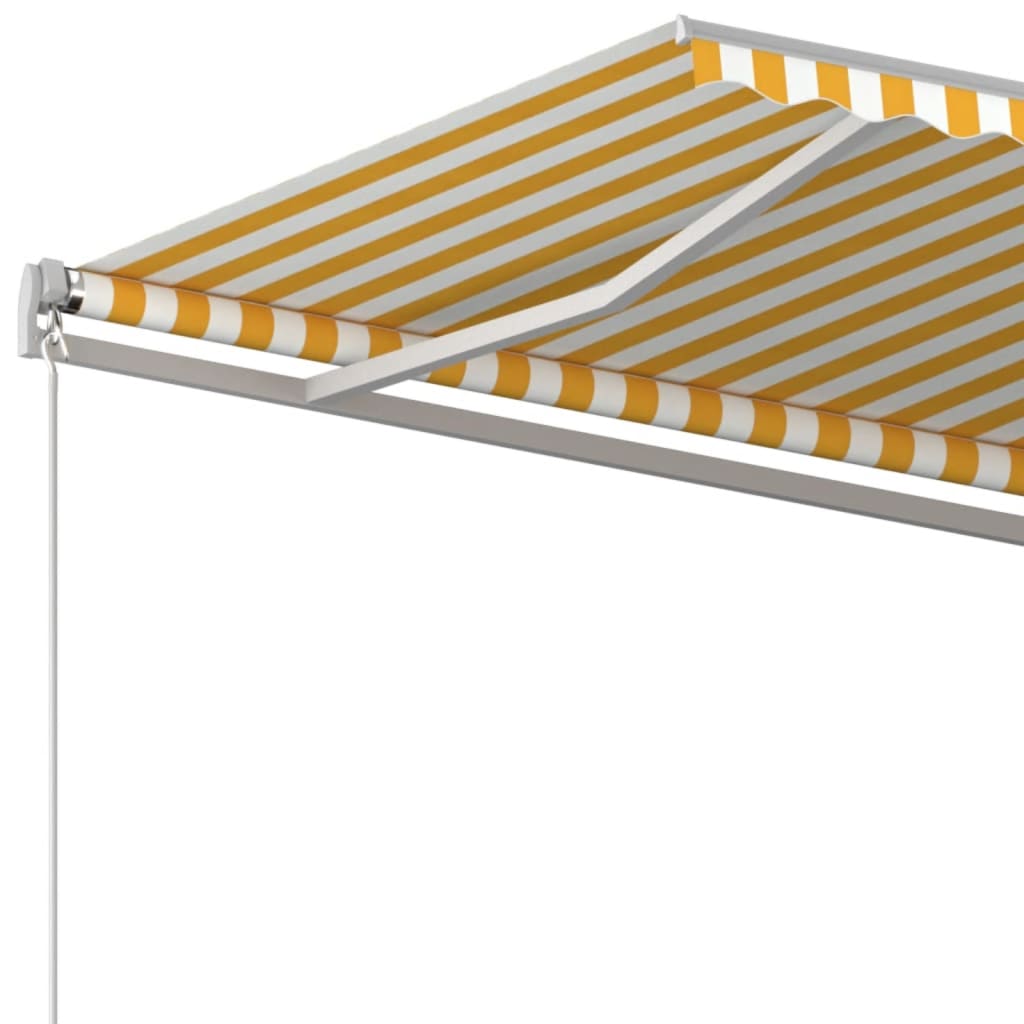 vidaXL Manual Retractable Awning 450x350 cm Yellow and White
