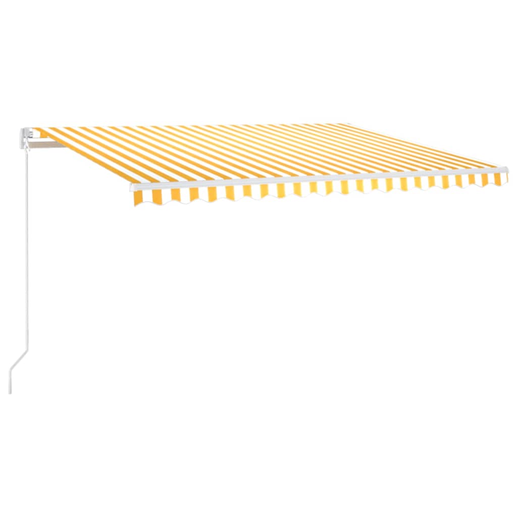 vidaXL Manual Retractable Awning with LED 450x350 cm Yellow and White