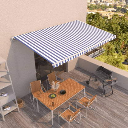vidaXL Manual Retractable Awning 500x350 cm Blue and White