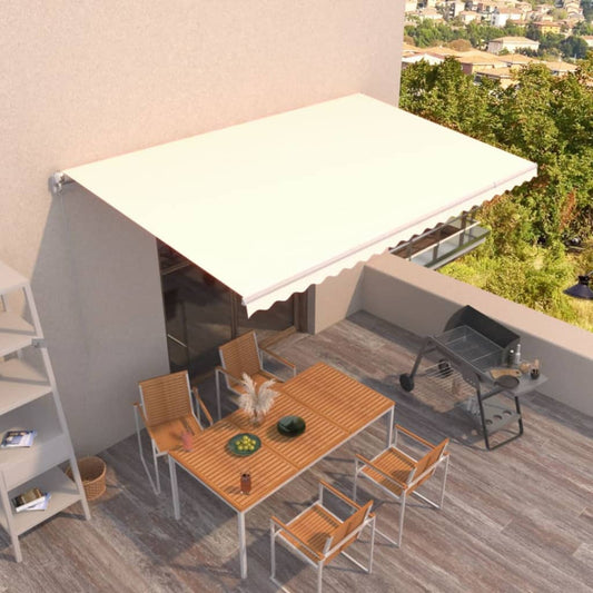 3069017 vidaXL Manual Retractable Awning 500x350 cm Cream (313197+313172)