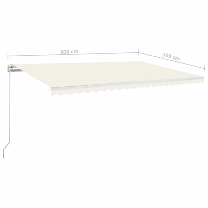 3069022 vidaXL Manual Retractable Awning with LED 500x350 cm Cream (313207+313172)