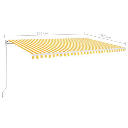 3069023 vidaXL Manual Retractable Awning with LED 500x350 cm Yellow and White (313207+313179)