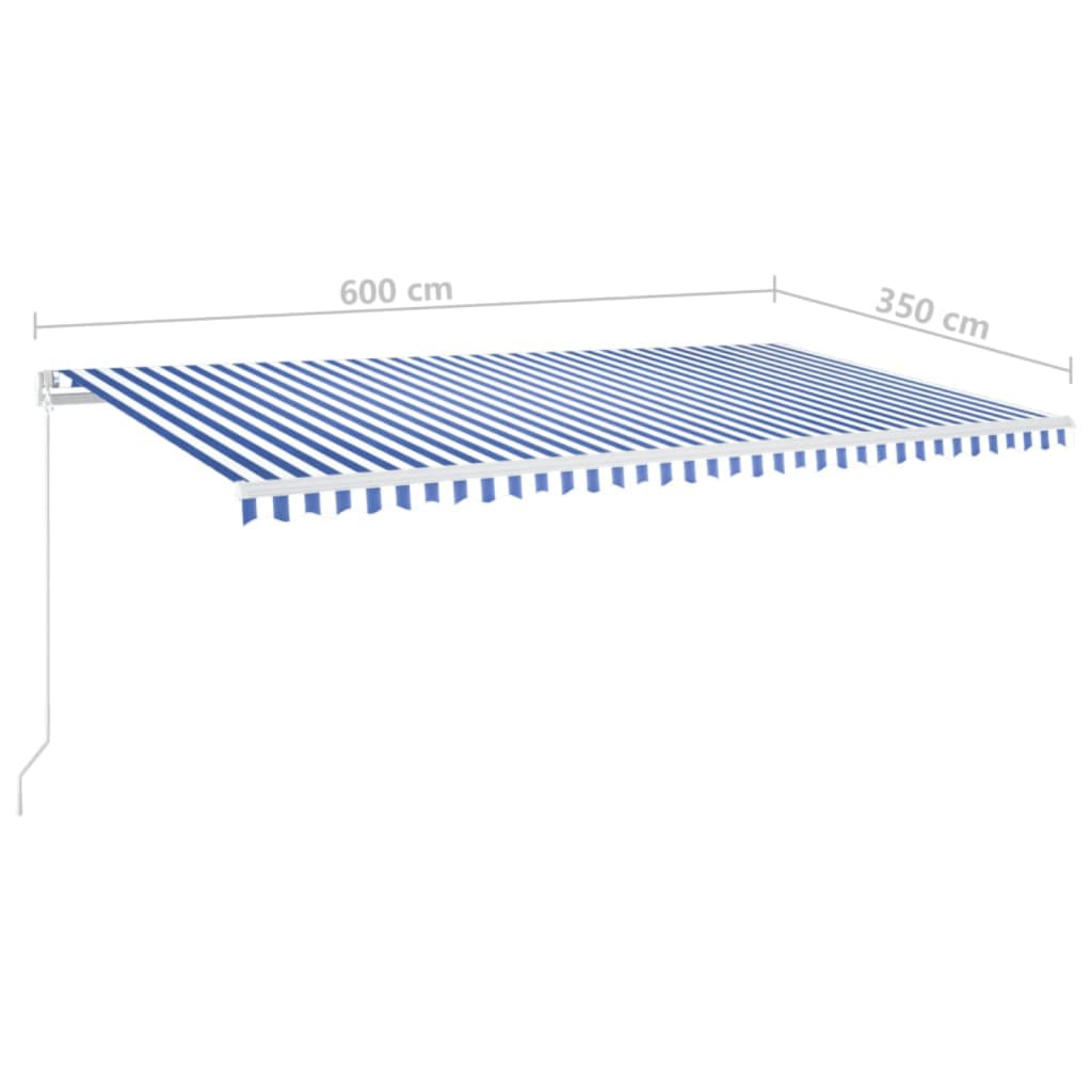 vidaXL Manual Retractable Awning 600x350 cm Blue and White