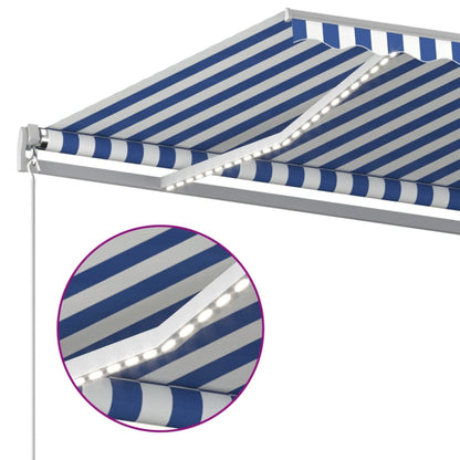 vidaXL Retractable Awning | Blue and White