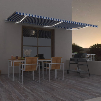 vidaXL Retractable Awning | Blue and White