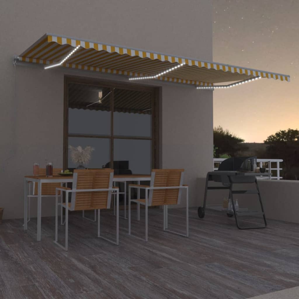 vidaXL Retractable Awning | Yellow and White