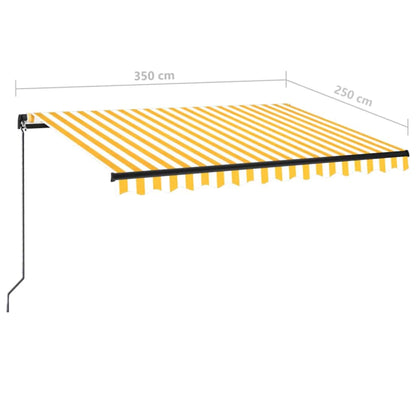 vidaXL Manual Retractable Awning 350x250 cm Yellow and White