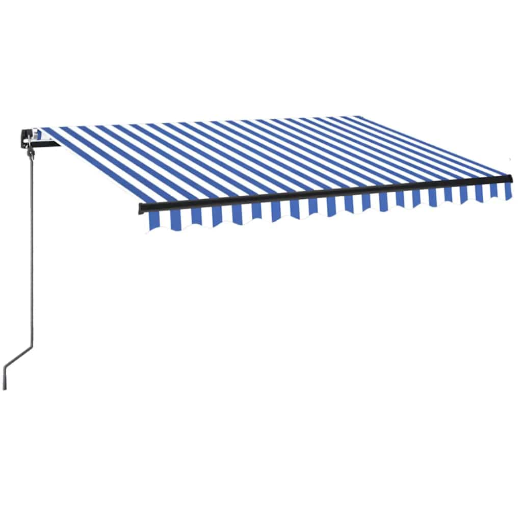 vidaXL Manual Retractable Awning with LED 350x250 cm Blue and White