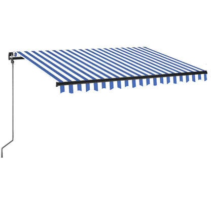 vidaXL Manual Retractable Awning with LED 350x250 cm Blue and White