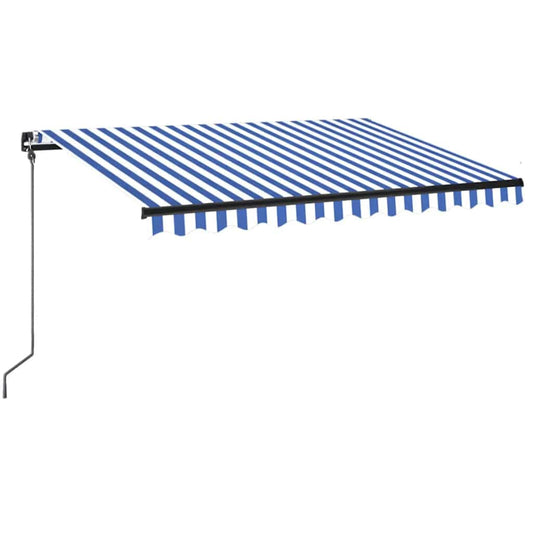 vidaXL Manual Retractable Awning with LED 350x250 cm Blue and White