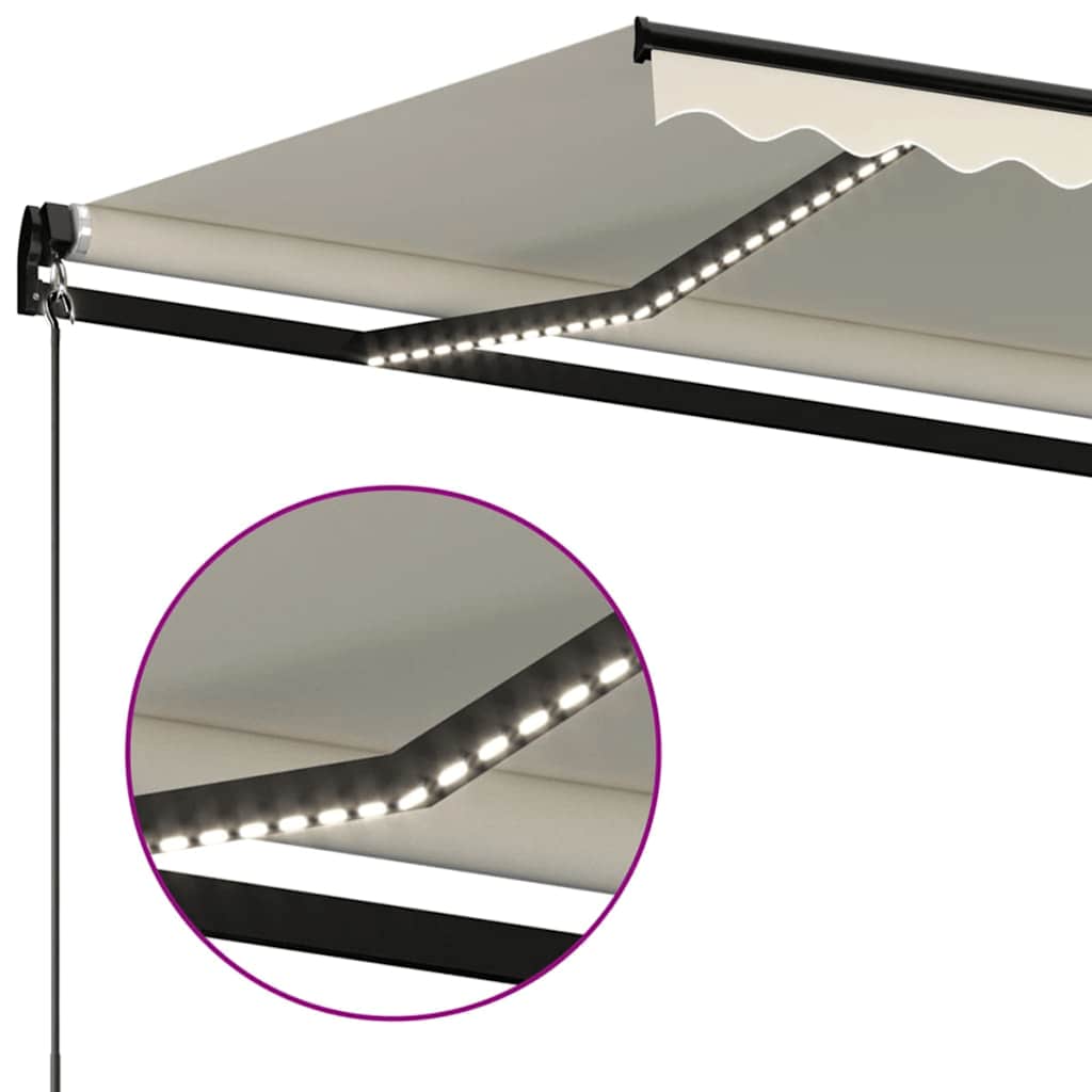 vidaXL Manual Retractable Awning with LED 350x250 cm Cream